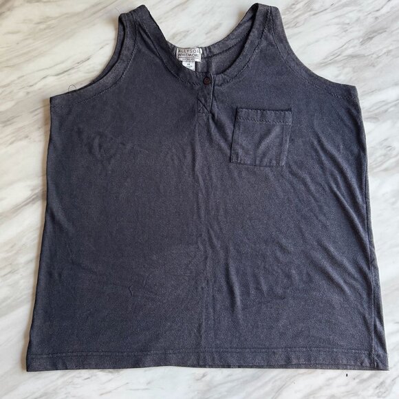 Allyson Whitmore VINTAGE  Scalloped Tank Top Blouse Plus 3X Ash Black  Cottage - Picture 1 of 9